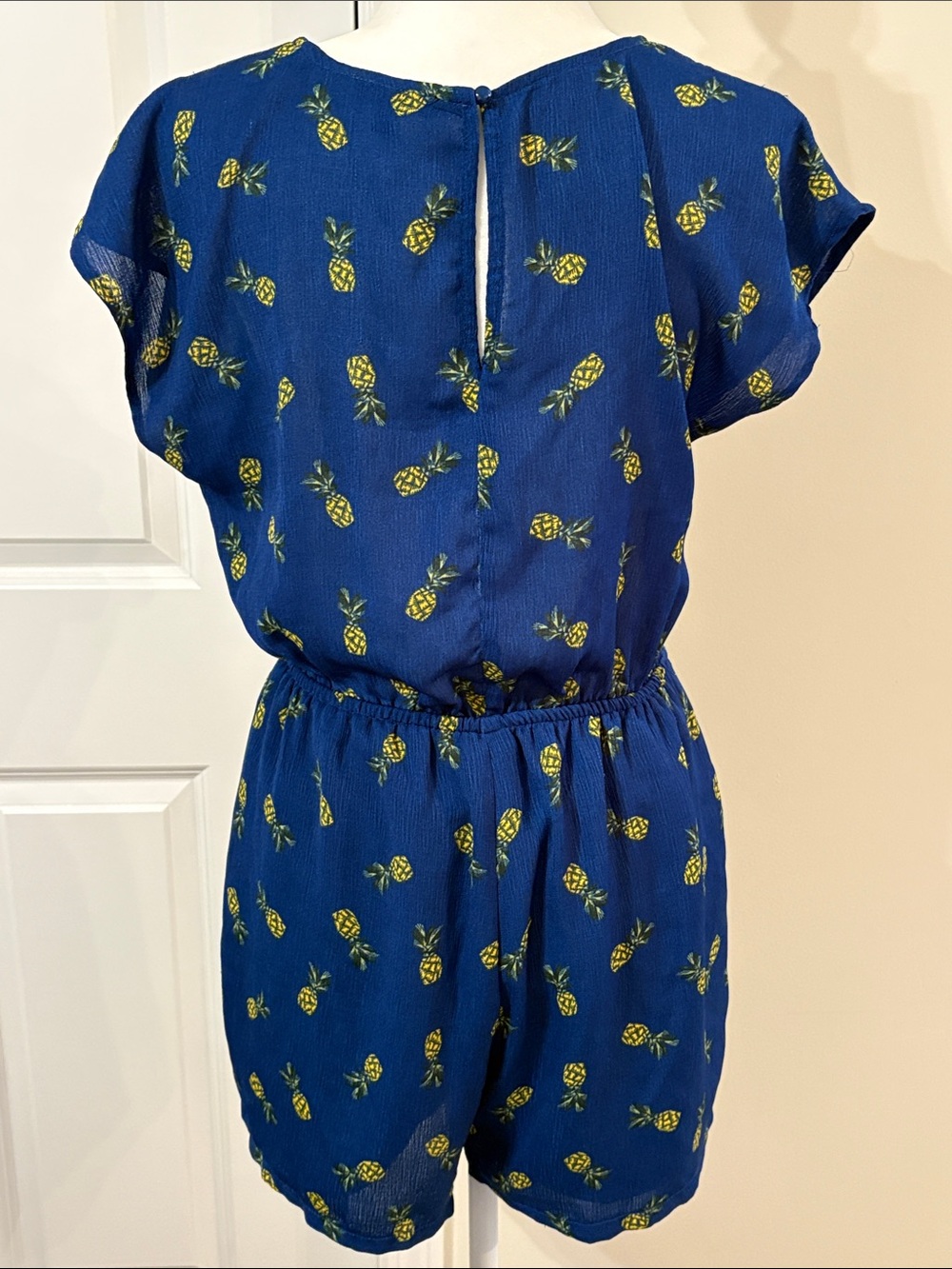 As U Wish Blue Pineapple Tie-Front Romper - Picture 3 of 12